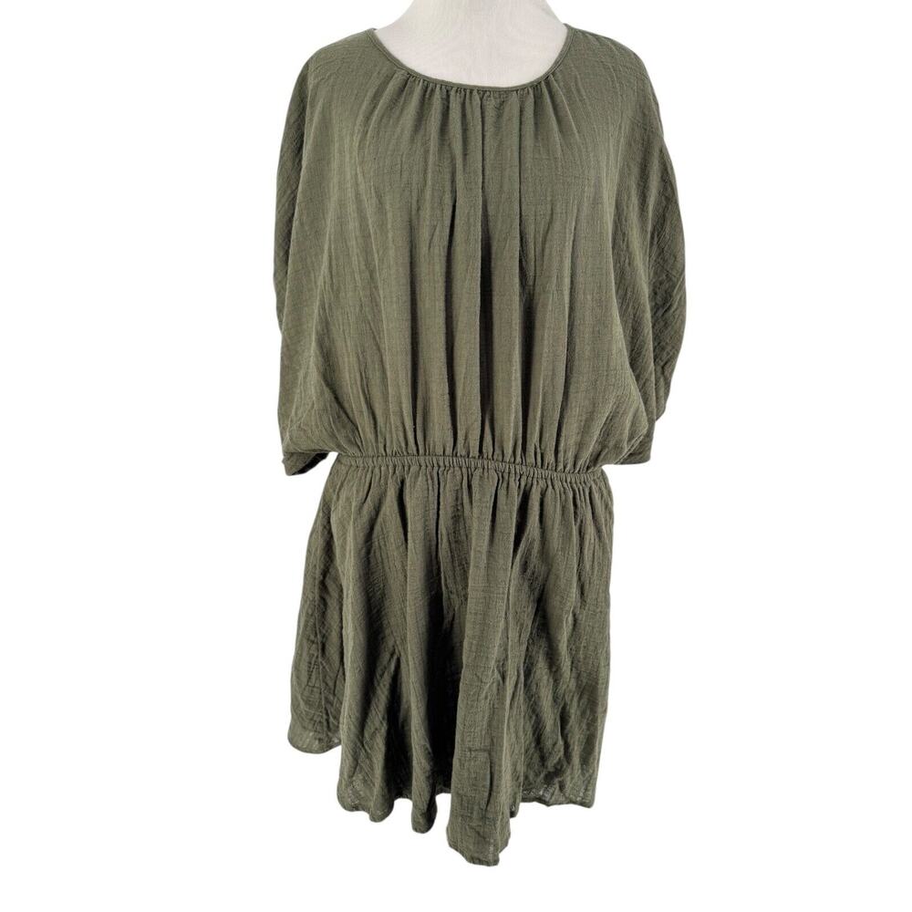 Aerie Women's Olive Green Short Sleeve Open Back Mini Dress Size Medium